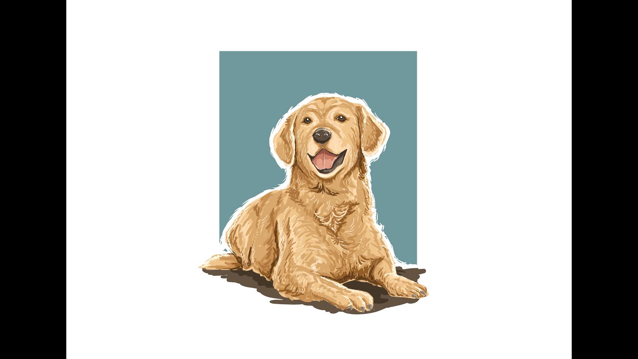 1280x720 Time Lapse Adobe Illustrator Dog Vector Painting Illustration