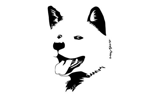 570x403 Akita Inu Art Design Printable Png Silhouette Dog Clipart