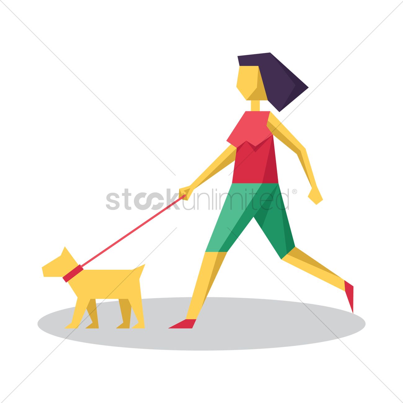 Girl Taking Dog For Walk Vector Image 1300x1300 Girl Taking Dog For Walk Vector Image