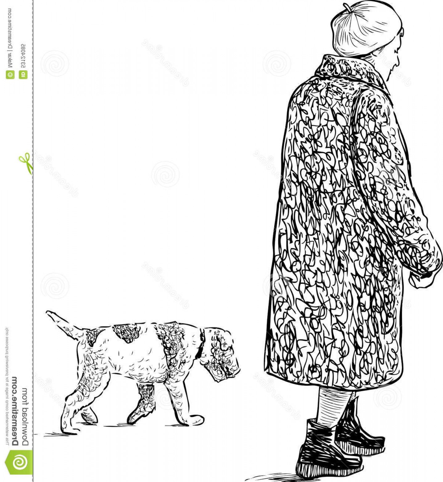 Stock Illustration Elderly Woman Dog Walk Vector Sketch Old Her 1436x1560 Stock Illustration Elderly Woman Dog Walk Vector Sketch Old Her