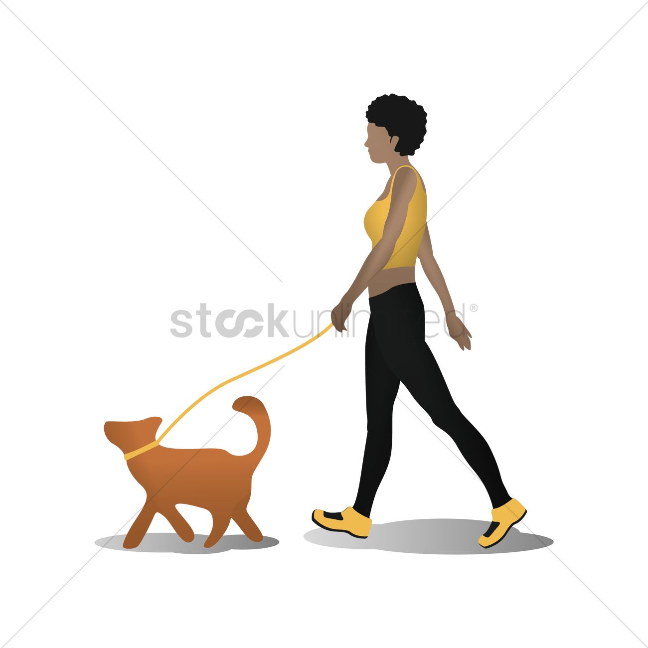 Woman Taking Dog For Walk Vector Image 1300x1300 Woman Taking Dog For Walk Vector Image