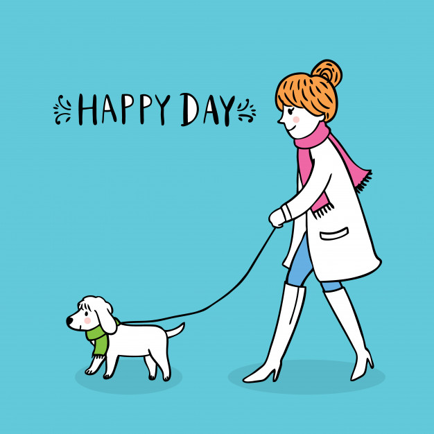 Cartoon Cute Woman Take Dog Walking Vector Premium Download 626x626 Cartoon Cute Woman Take Dog Walking Vector Premium Download