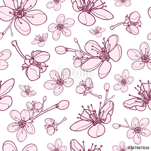Vector Pink Dogwood Flower Blossoms Seamless Pattern Texture 500x500 Vector Pink Dogwood Flower Blossoms Seamless Pattern Texture