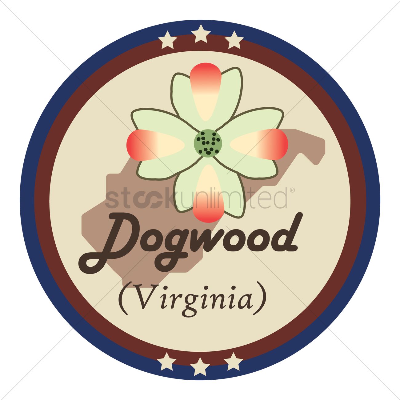 Virginia State With Dogwood Flower Vector Image 1300x1300 Virginia State With Dogwood Flower Vector Image