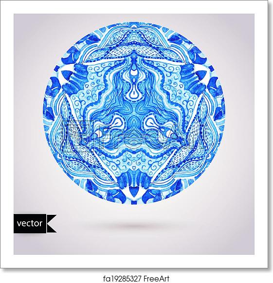 561x581 Free Art Print Of Vector Doily Watercolor Vector Gzhel Pattern