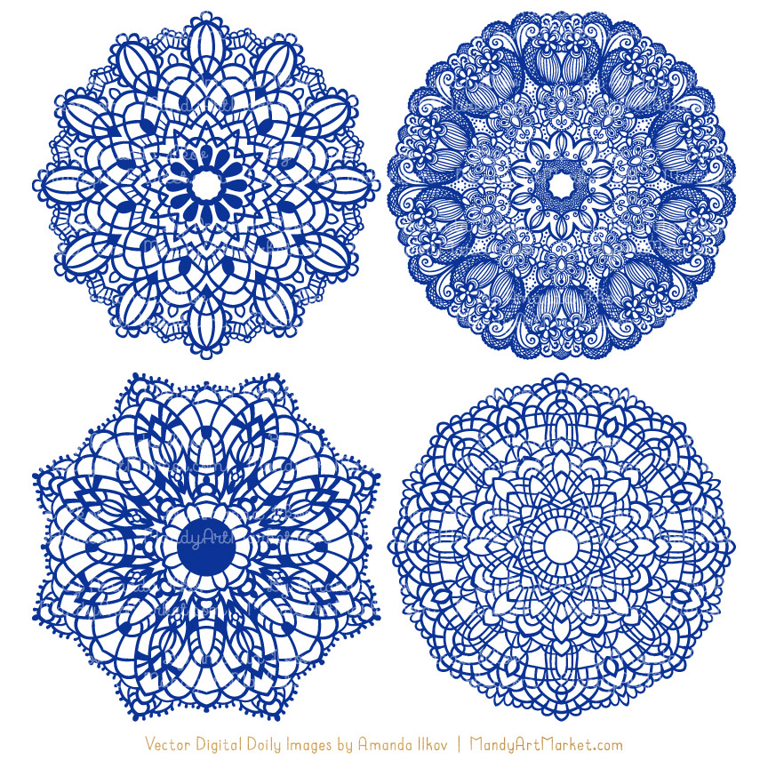 864x864 Royal Blue Round Lace Doily Vectors