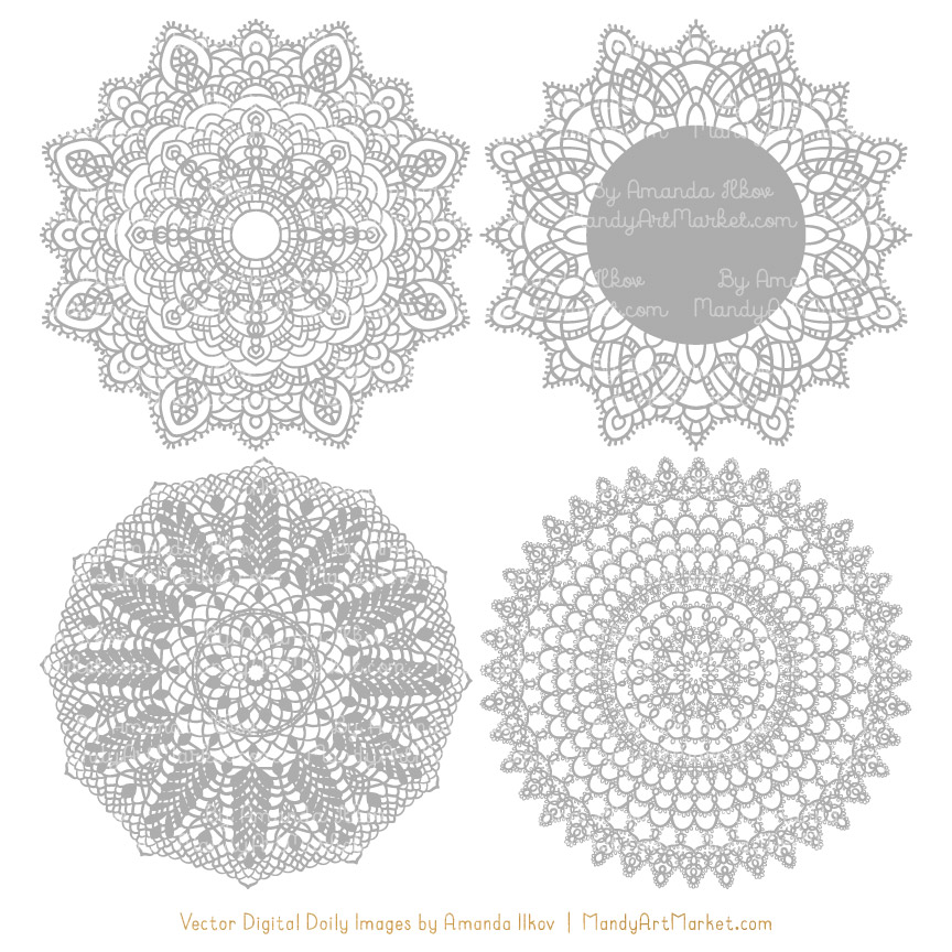 864x864 Grey Round Lace Doily Vectors
