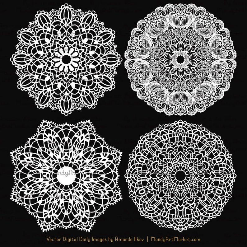 794x794 Premium Large White Lace Doily Vectors Doily Clipart Images Etsy