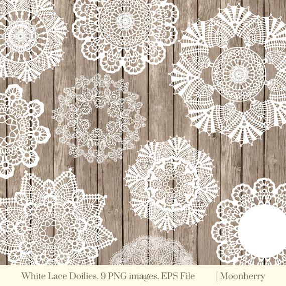 570x570 Vintage Lace Doilies Lace Doily Digital Clip Art Etsy