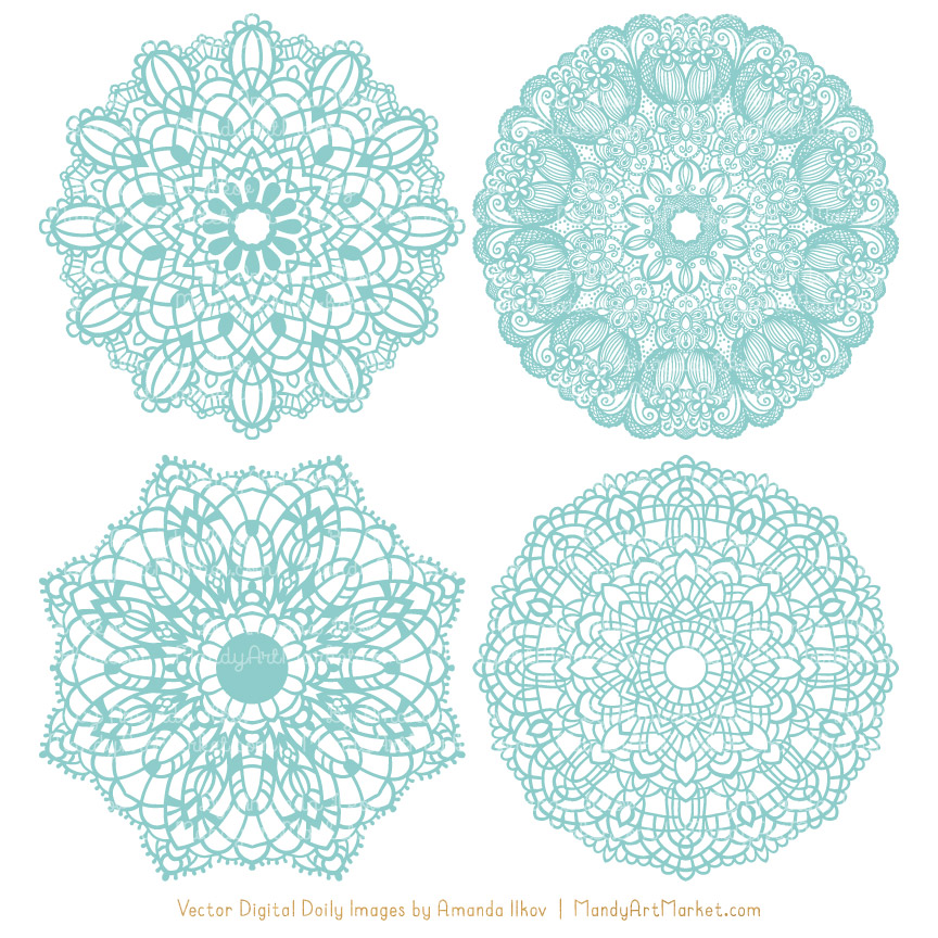 864x864 Aqua Round Lace Doily Vectors