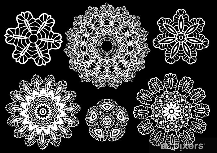 700x495 Delicate Lace Doilies, Vector Pattern Wall Mural