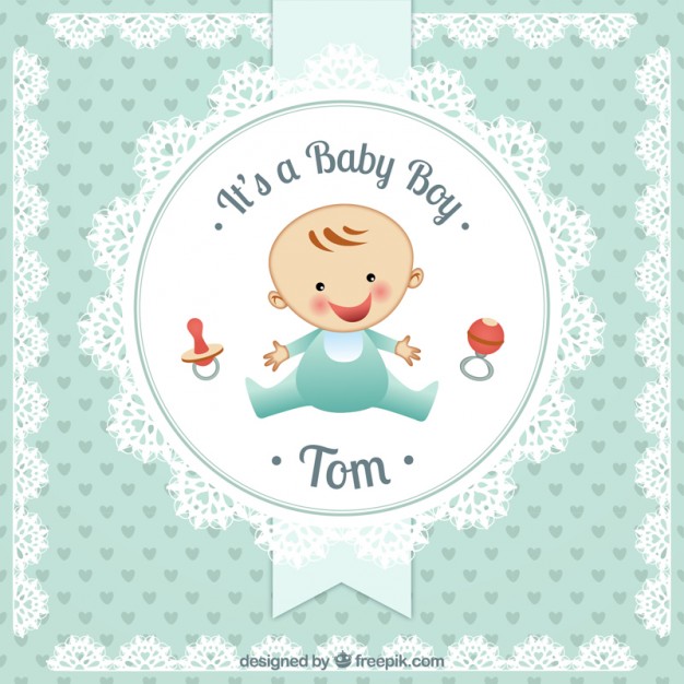 626x626 Baby Boy Card In Doily Style Vector Free Download