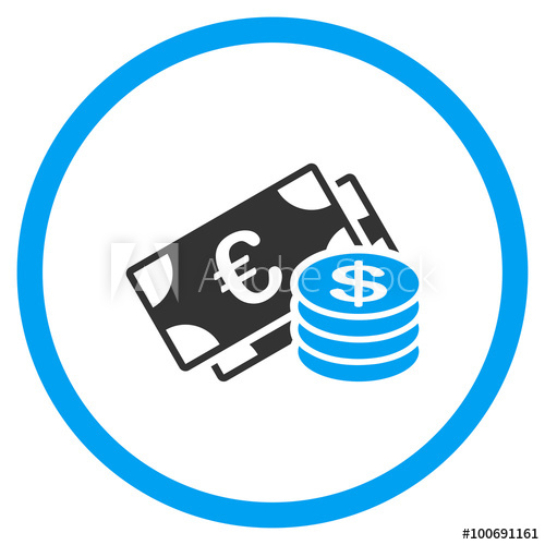 500x500 Euro Coins And Dolar Banknotes Vector Icon Style Is Bicolor Flat