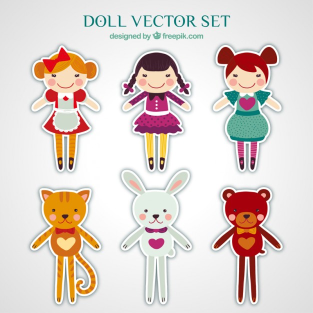 626x626 Doll Stickers Pack Vector Free Download