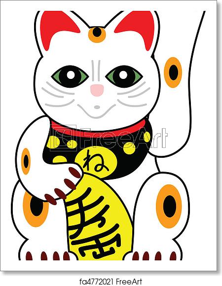 450x580 Free Art Print Of Vector Japanese Cat Doll Vector Traditional