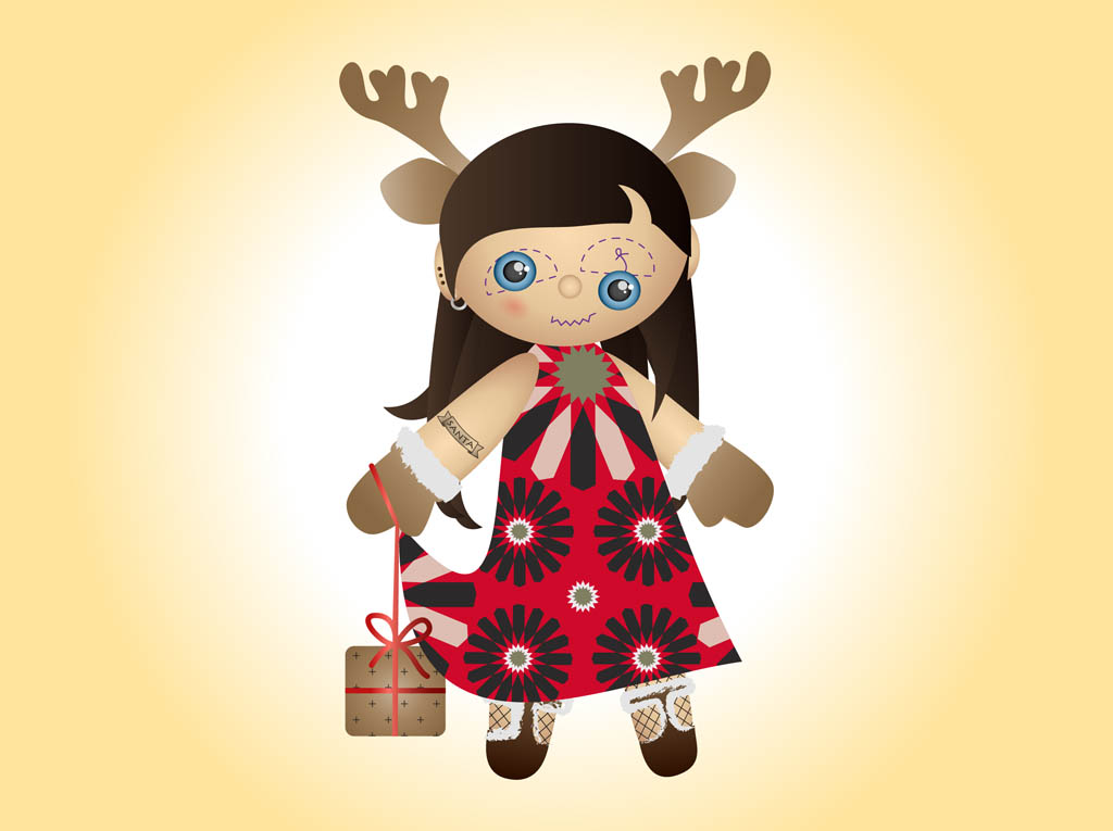 1024x765 Christmas Doll Vector Vector Art Graphics