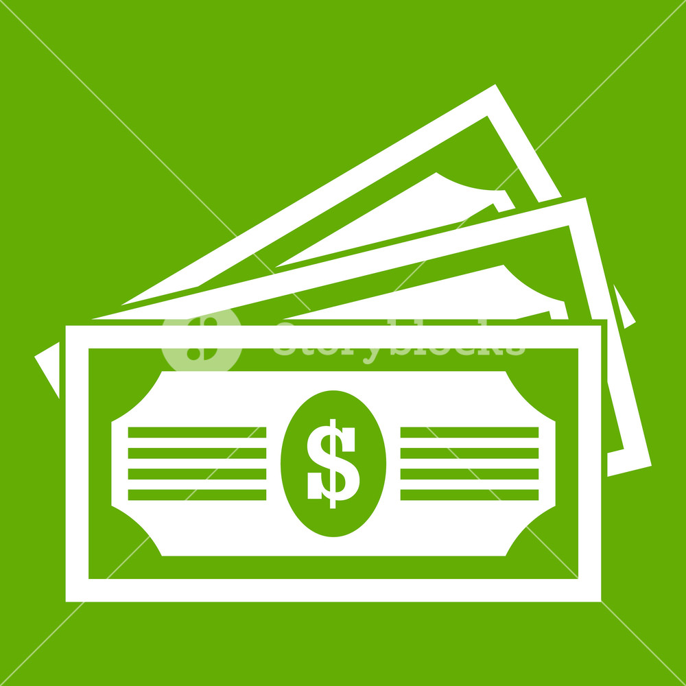 Three Dollar Bills Icon White Isolated On Green Background Vector 1000x1000 Three Dollar Bills Icon White Isolated On Green Background Vector