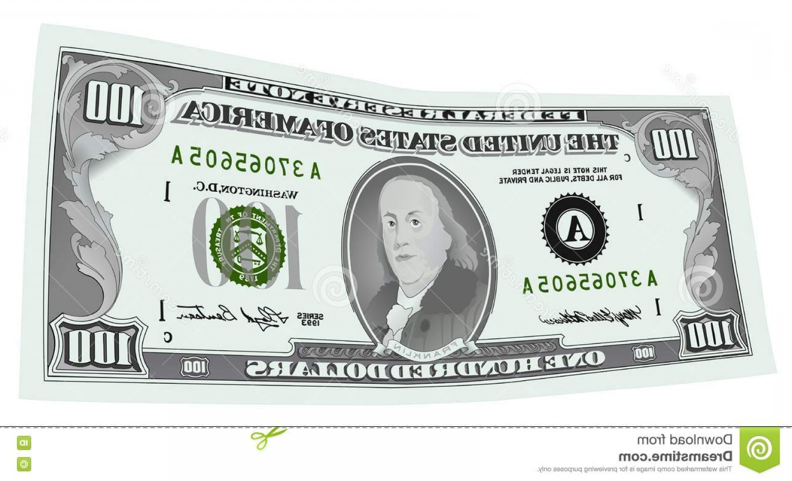 1560x948 Stock Illustration Dollar Bill Isolated Design White Vector