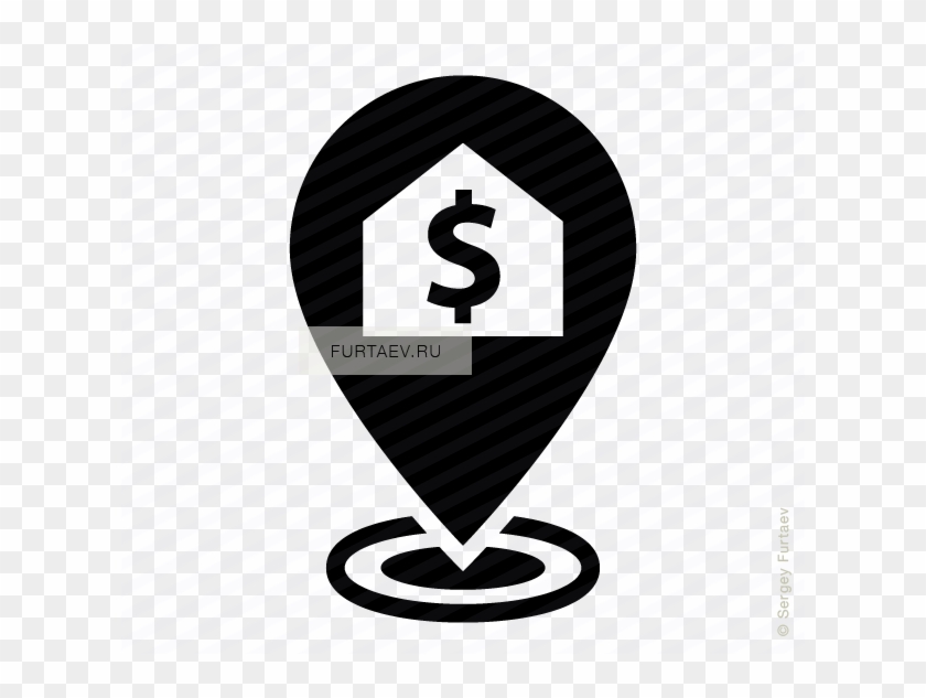 840x633 Vector Icon Of House With Dollar Sign On Map Marker