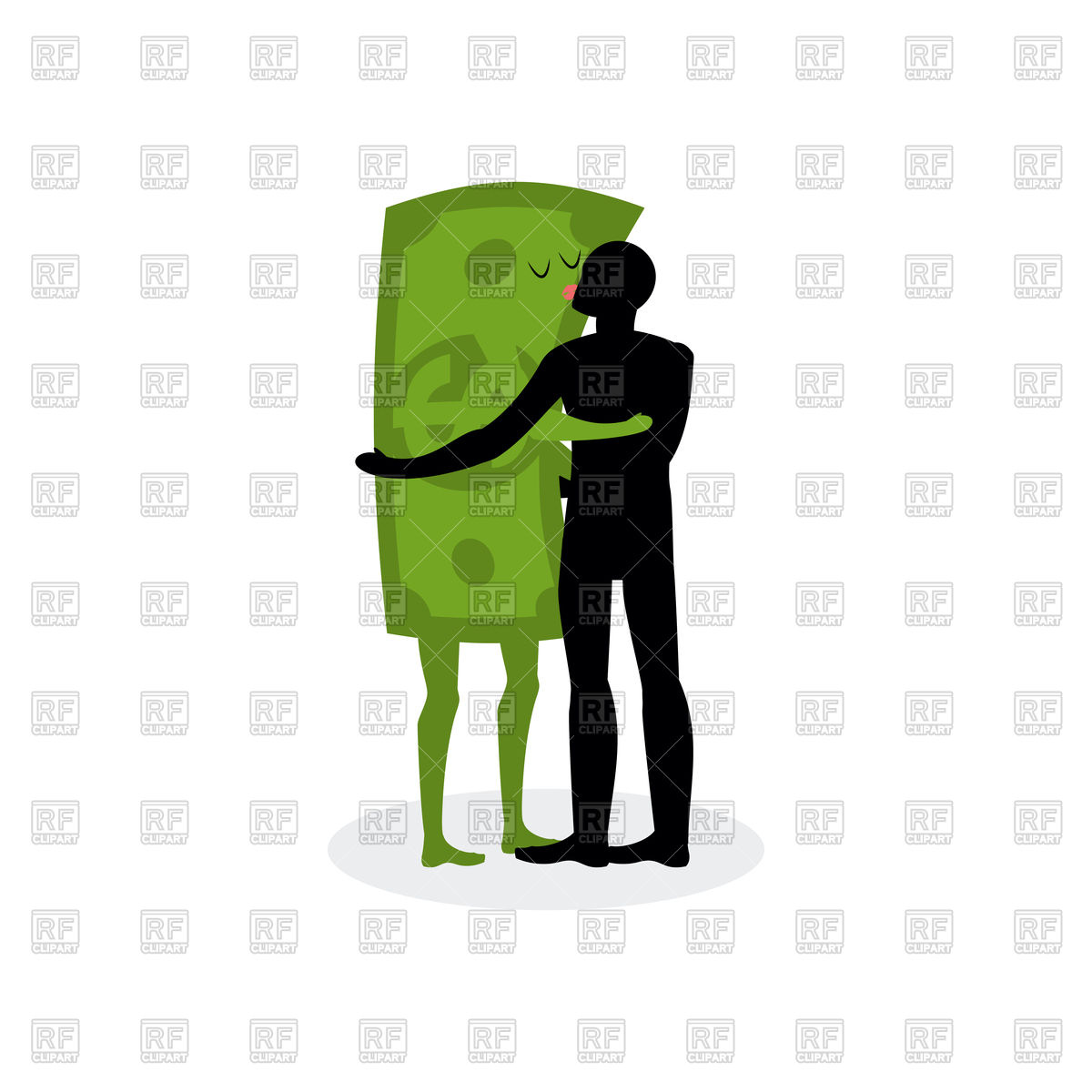 Silhouette Of Man Kiss Money, Man Embraces Dollar Vector Image 1200x1200 Silhouette Of Man Kiss Money, Man Embraces Dollar Vector Image