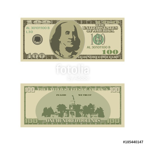 500x500 One Hundred Dollars Vector Illustration Isolated On White
