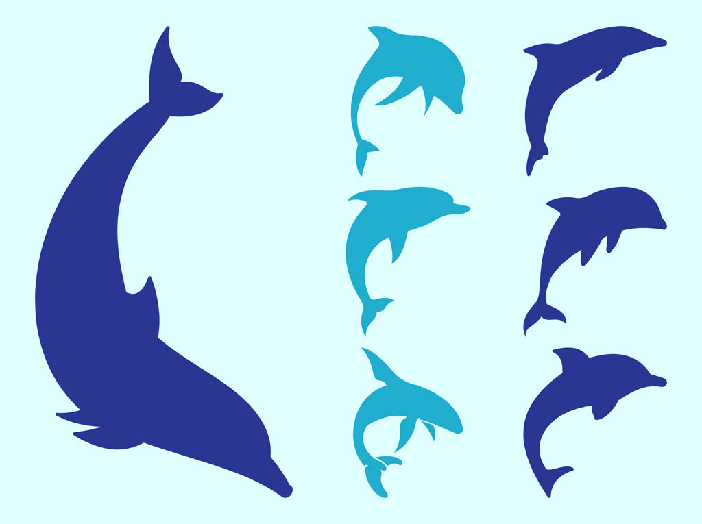 1024x765 Dolphin Silhouettes Vector Art Graphics