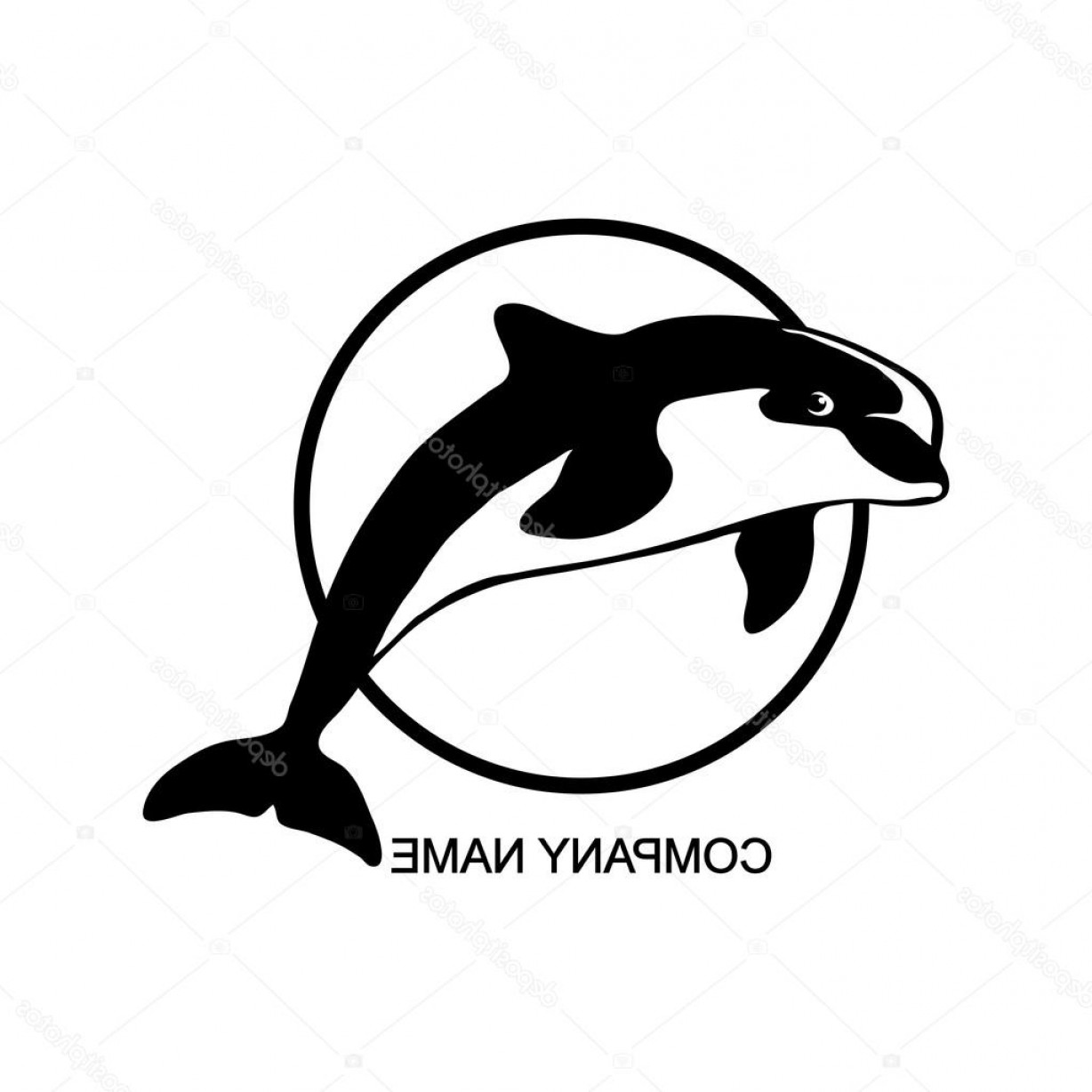 1228x1228 Stock Illustration Black And White Dolphin Logo Studiogrfx