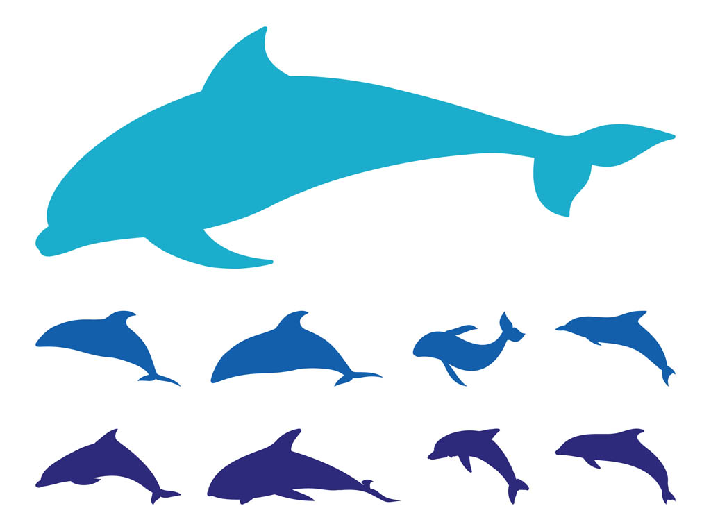 1024x765 Dolphins Silhouette Set Vector Art Graphics