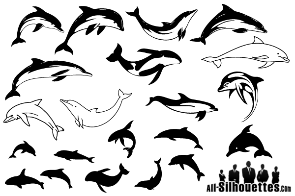 600x400 Swimming Dolphins Silhouettes Free Vector