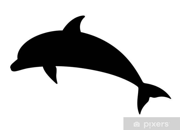 700x506 Dolphin Vector Silhouette On A White Background Wall Mural