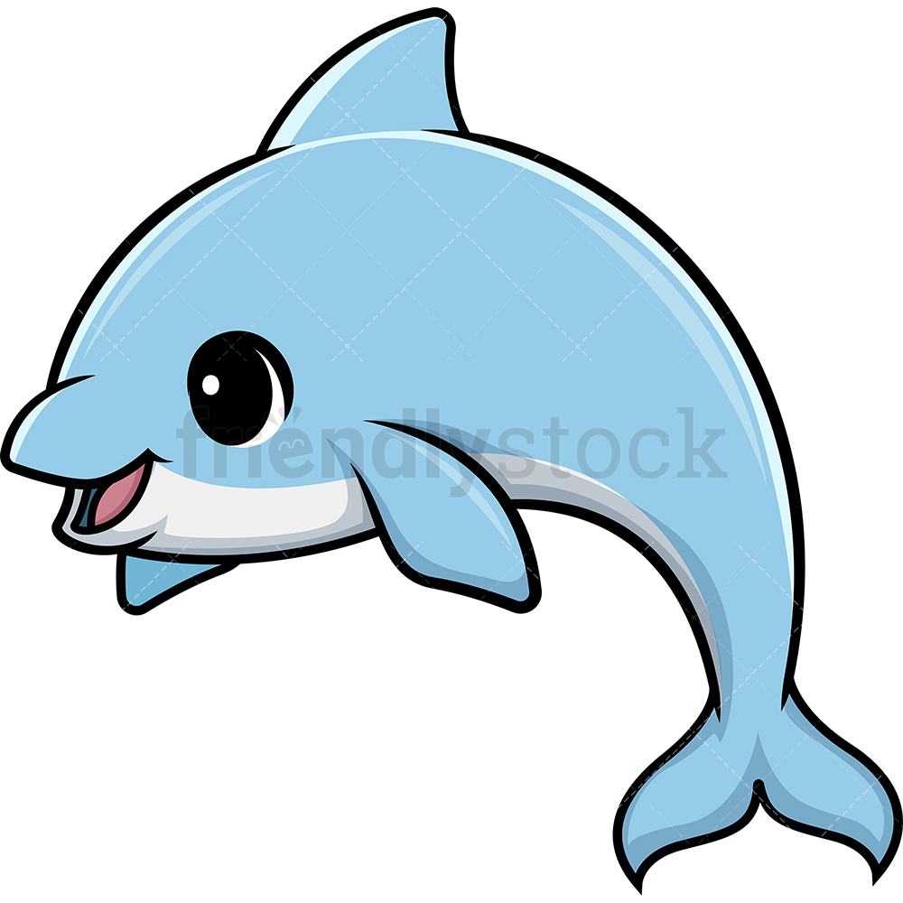 1000x1000 Kawaii Dolphin Clipart Cartoon Vector