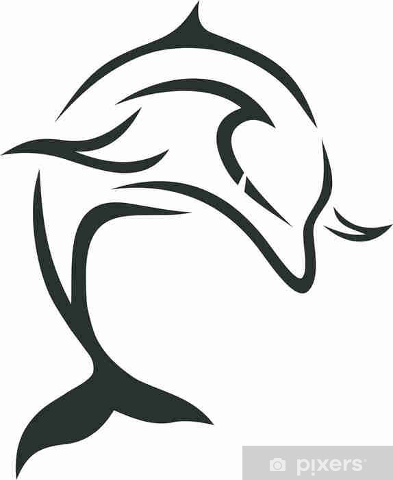 574x700 Tribal Dolphin Vector Tattoo Wall Mural