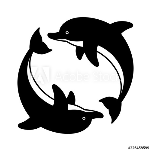 500x500 Dolphin Vector Icon Logo Fish Cartoon Character Symbol Shark Whale