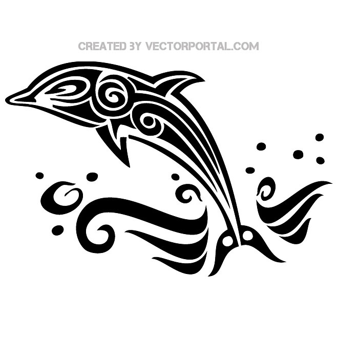 660x660 Dolphin Tattoo Style Free Vector