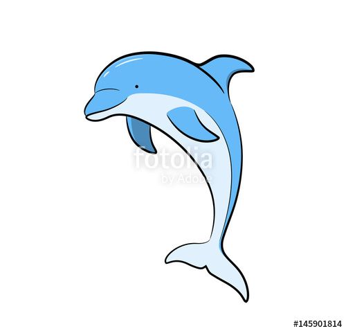 500x478 Dolphin Vector Cartoon, A Hand Drawn Vector Cartoon Dolphin