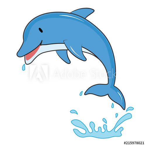 500x500 Happy Smiley Dolphin Vector Art
