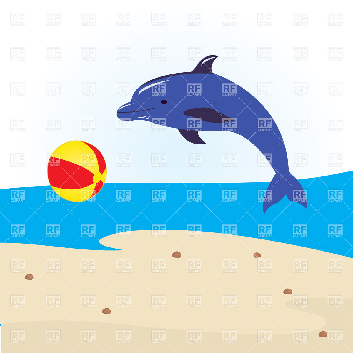 1200x1200 Sea Beach And Jumping Dolphin Vector Image Of Plants And Animals