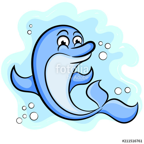500x500 Cute Dolphin Vector Illustration