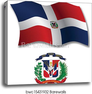 382x390 Dominican Republic Textured Wavy Flag Vector, Canvas Print