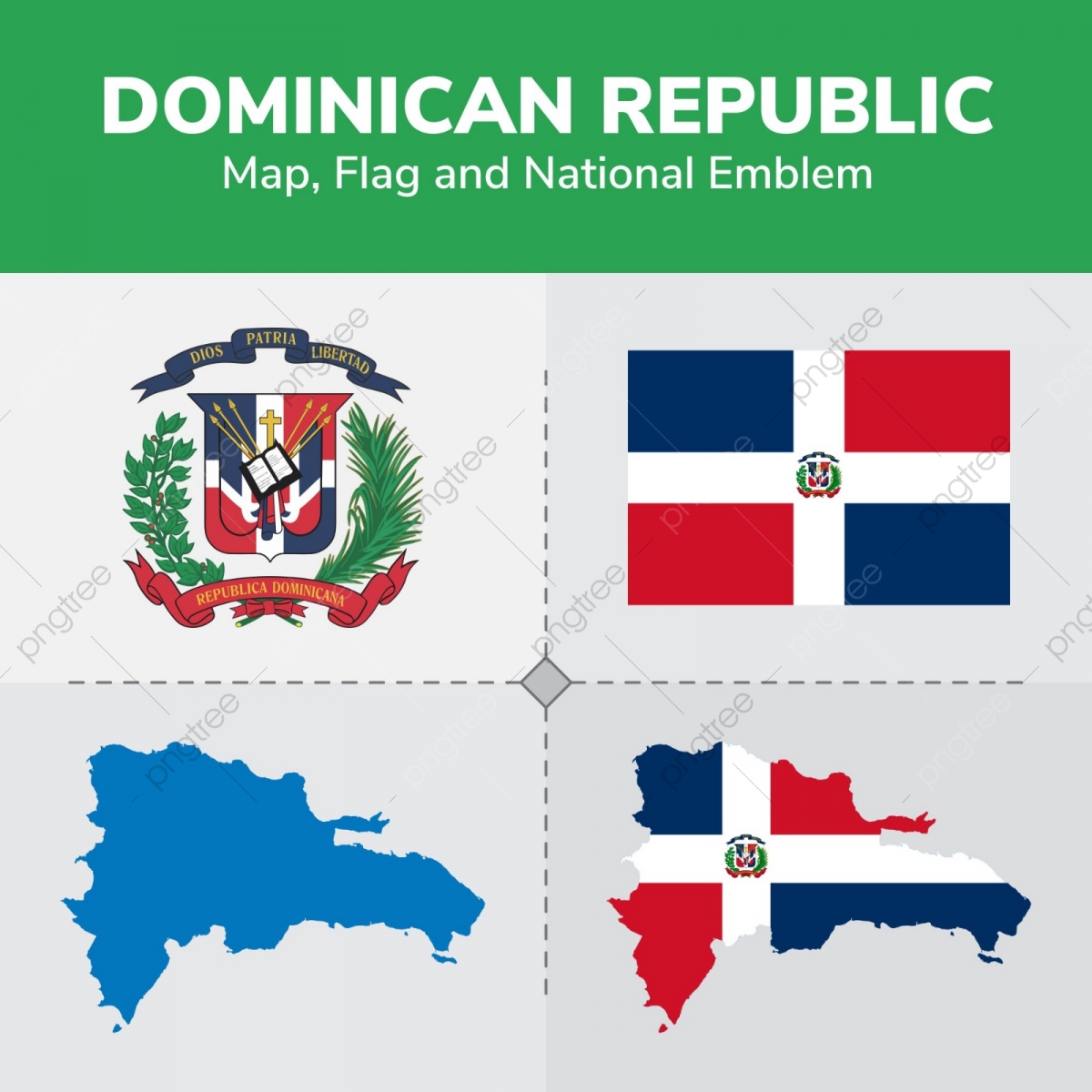 1200x1200 Dominican Republic Map Flag And National Emblem, Continents