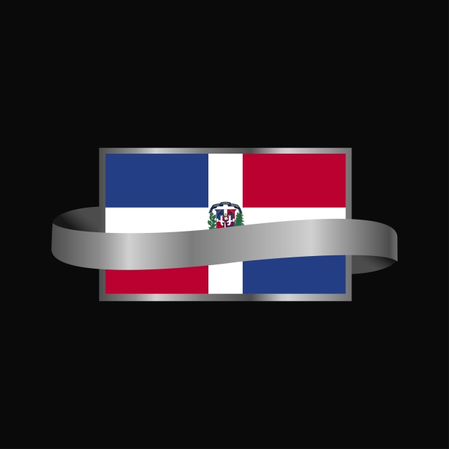 Dominican Republic Flag Ribbon Banner Design, Background 640x640 Dominican Republic Flag Ribbon Banner Design, Background