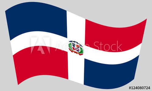 Dominican Republic Flag Waving On Gray Background 500x300 Dominican Republic Flag Waving On Gray Background