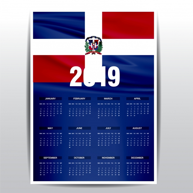 Calendar Dominican Republic Flag Background English Langua 640x640 Calendar Dominican Republic Flag Background English Langua