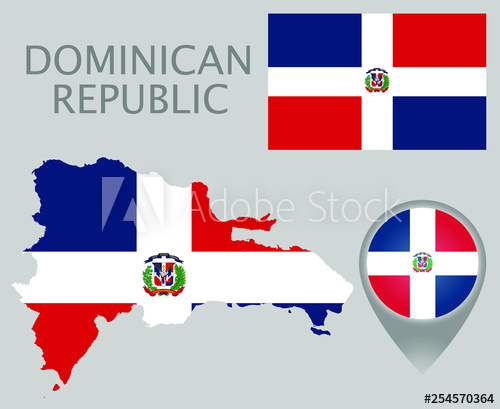 Colorful Flag, Map Pointer And Map Of The Dominican Republic 500x409 Colorful Flag, Map Pointer And Map Of The Dominican Republic