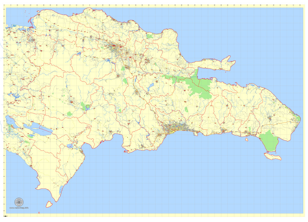 Dominican Republic Detailed Map Printable Exact Km Scale 1024x736 Dominican Republic Detailed Map Printable Exact Km Scale