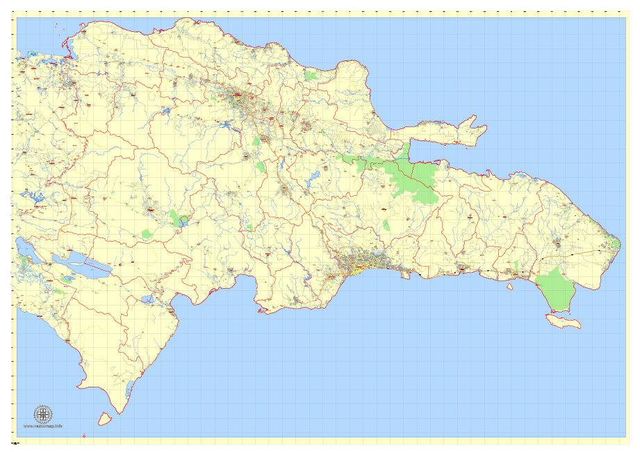 Dominican Republic Detailed Map Exact Km Scale Vector Map 921x651 Dominican Republic Detailed Map Exact Km Scale Vector Map