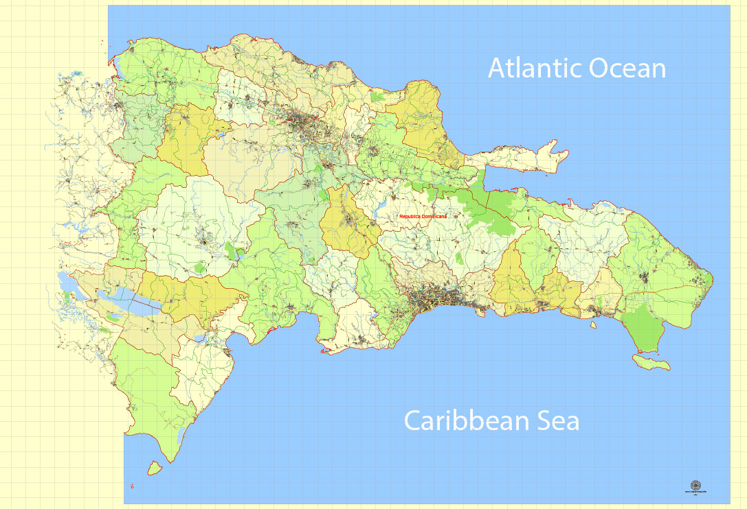Dominican Republic Map Extra Detailed Printable, Exact Vector 1087x742 Dominican Republic Map Extra Detailed Printable, Exact Vector