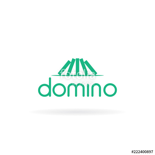 500x500 Domino Logo Design Sign With Falling Dominos Vector Icon Stock