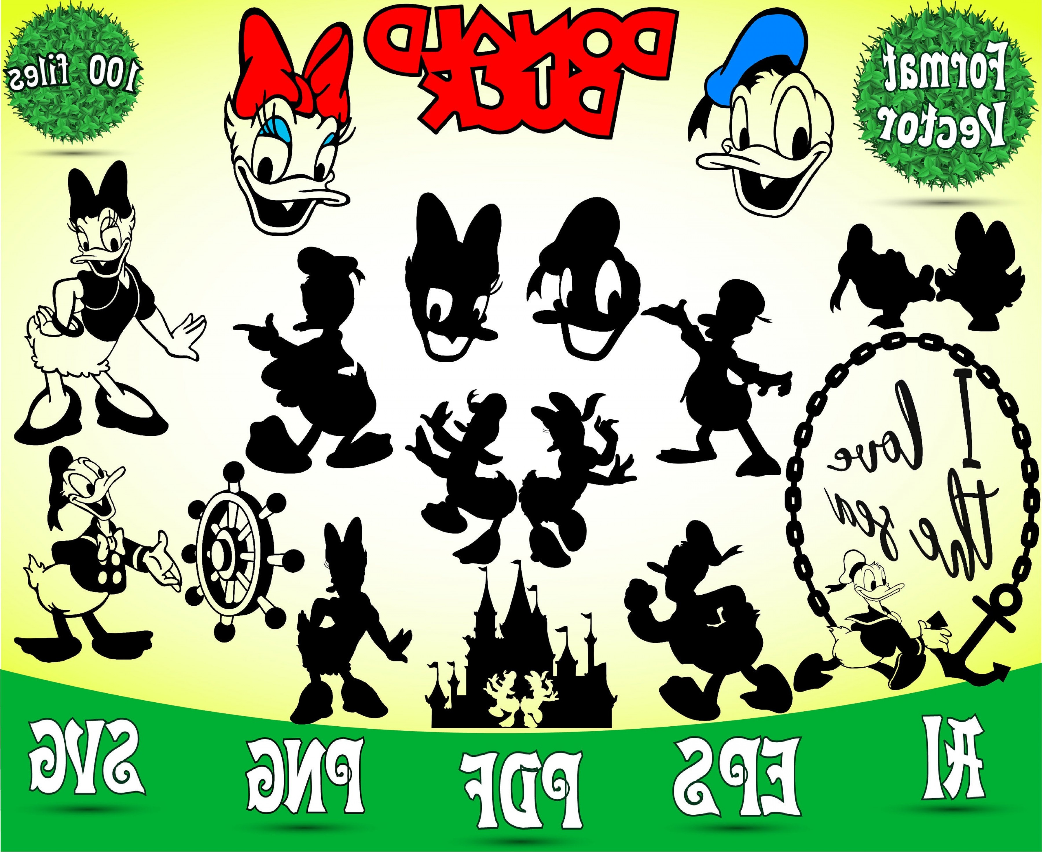 3600x2943 Donald Duck Daisy Duck Handandbeak