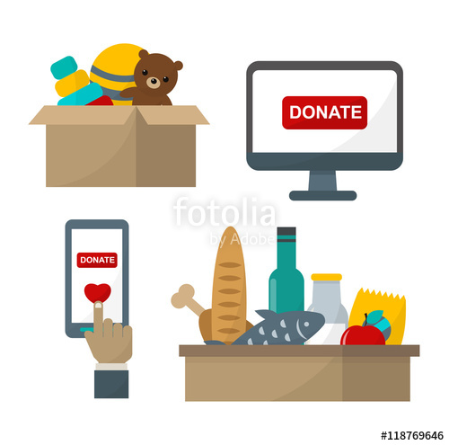 500x495 Donate Help Symbols Charity Organization Heart Flat Icons Set